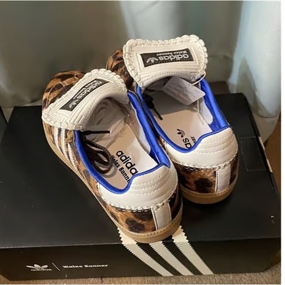 Women's Adidas x Wales Bonner Samba Leopard Print Pony Sneakers - Picture 3 of 7